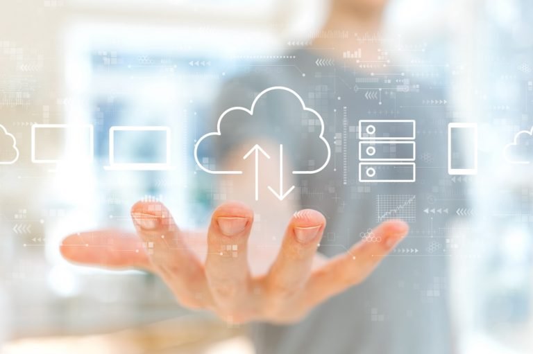 Cloud,Computing,With,Young,Man,Holding,His,Hand