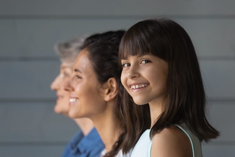 Head,Shot,Portrait,Close,Up,Smiling,Little,Girl,With,Young