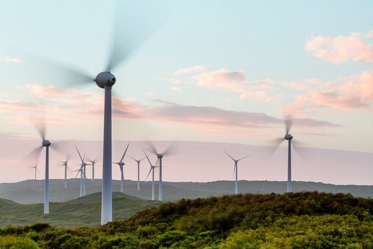 Albany,Wind,Farm,At,Sunset,,Western,Australia